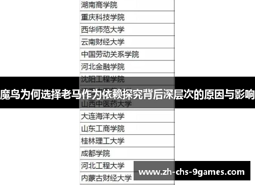 魔鸟为何选择老马作为依赖探究背后深层次的原因与影响